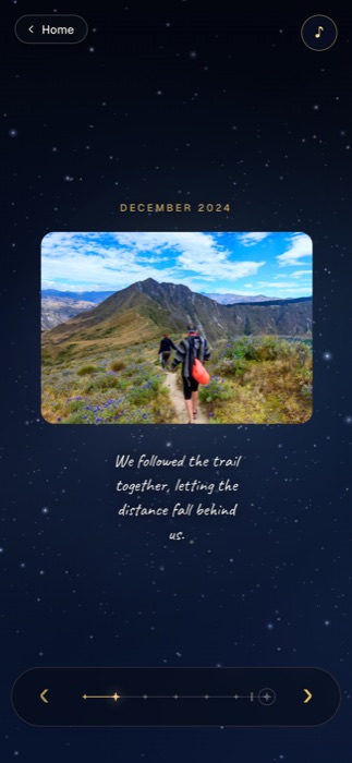 Constellation: Each star holds a photo and caption