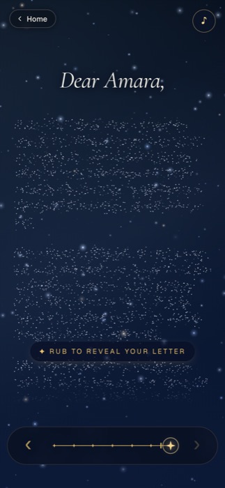 Constellation: The letter waits under stardust